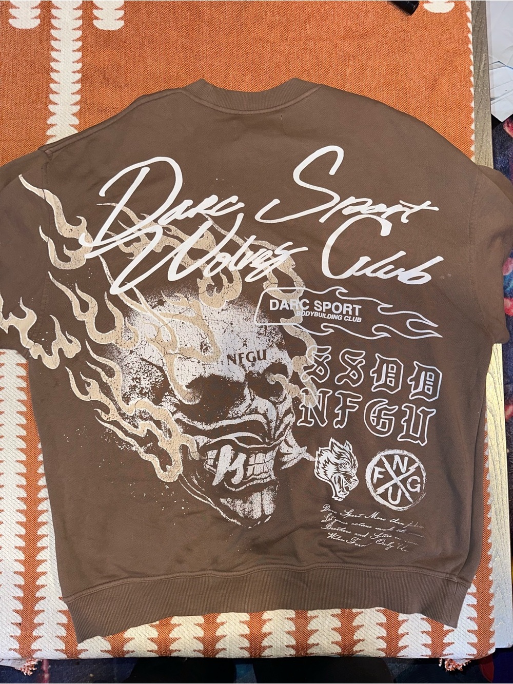 Darc Sport Brown Crewneck Sweatshirt with White Print